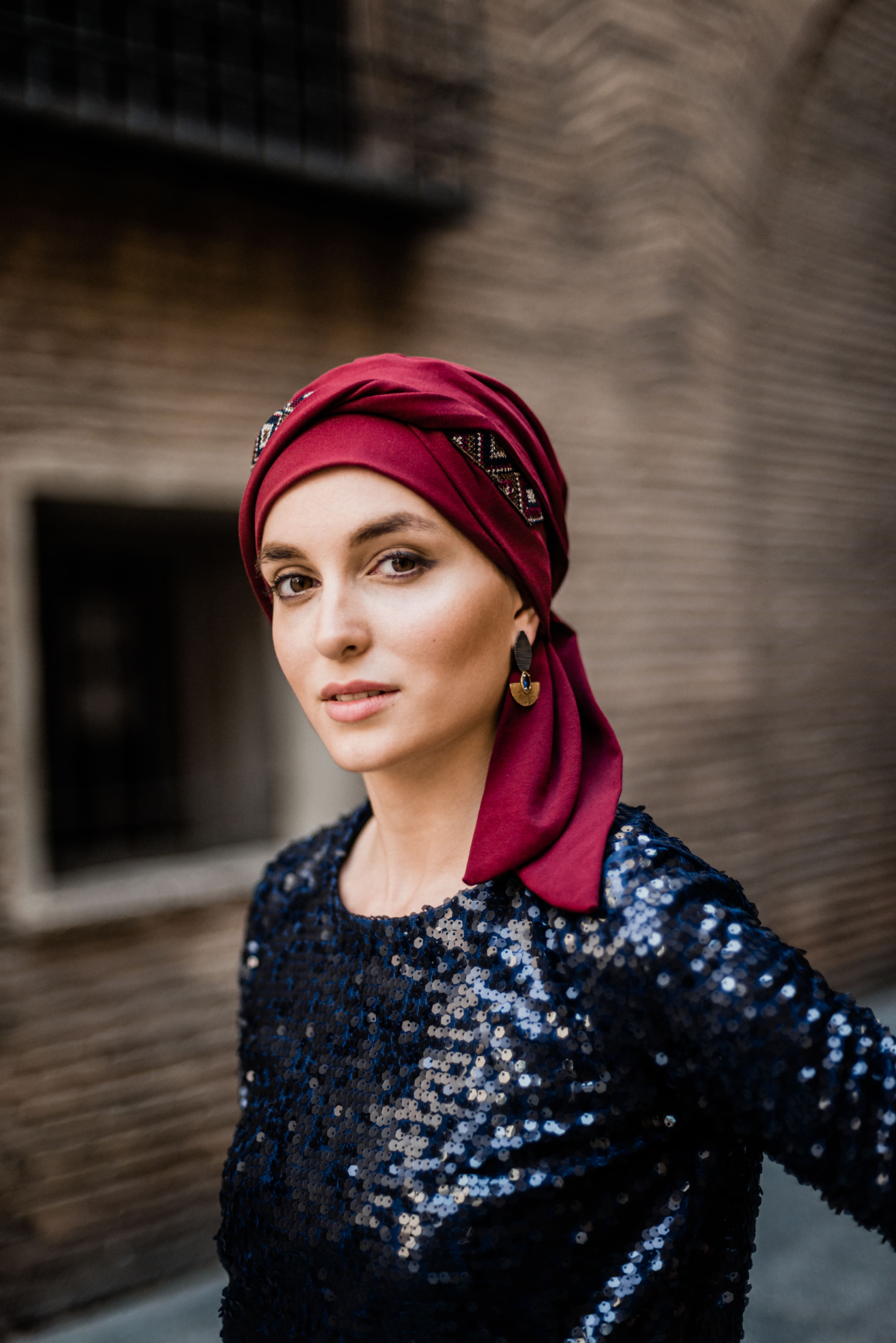 Turbante Modelo Smart Padrão Maya Granate