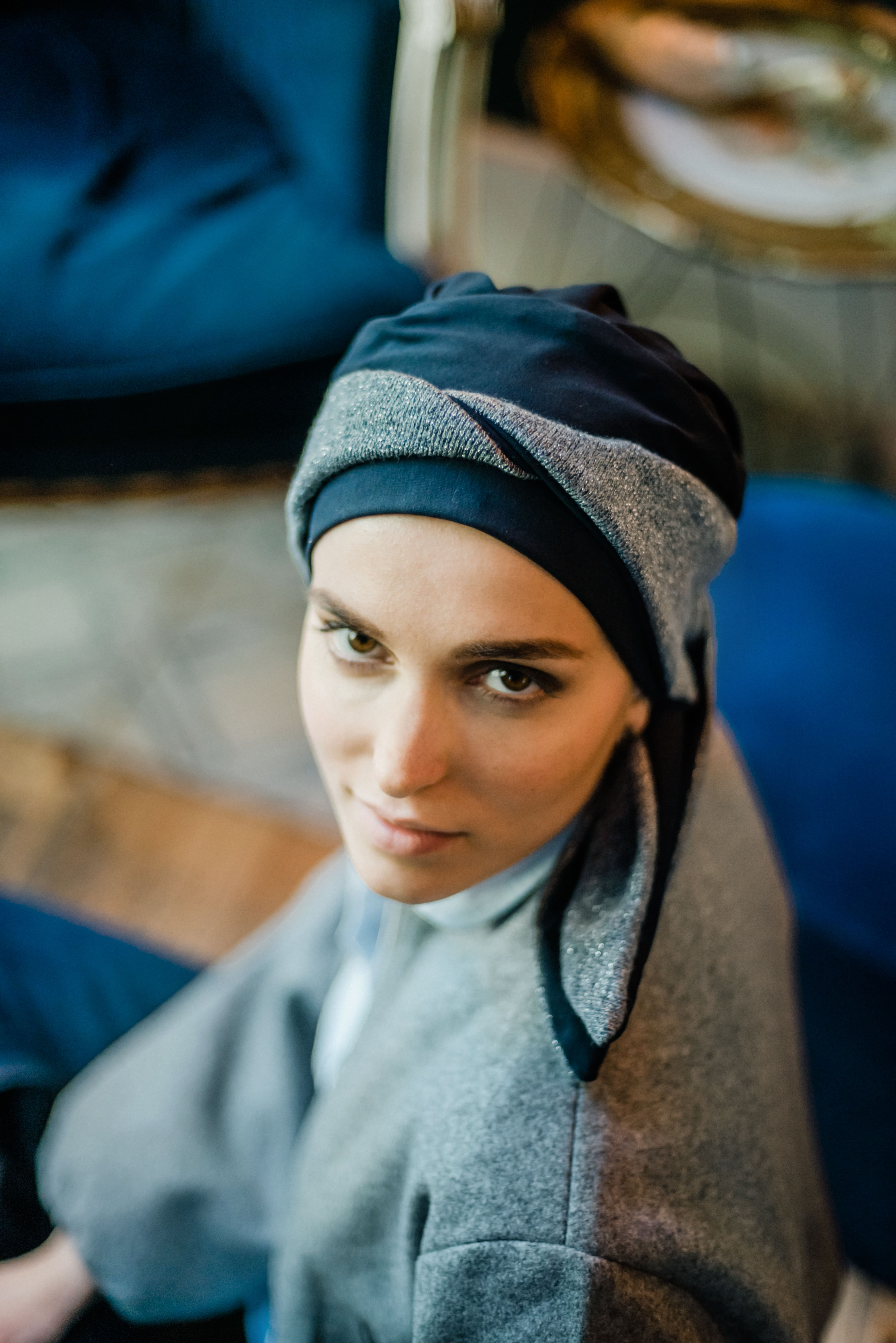 Turbante Modelo Smart Padrão Glitter Navy