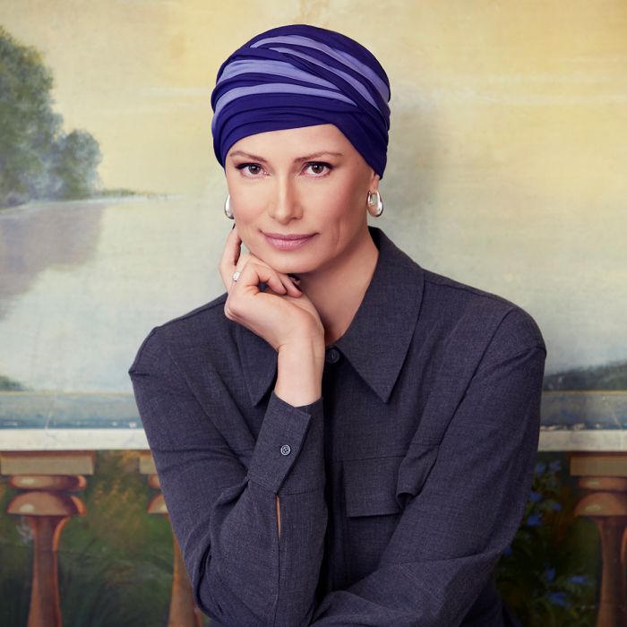 HocShanti Turbante 0653 padrão Dark Blue/Light Lilac