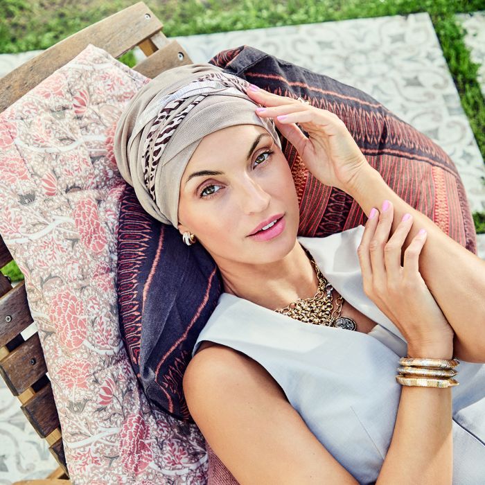 HocPerla Boho Turbante Set 4108 padrão Taupe Tiger