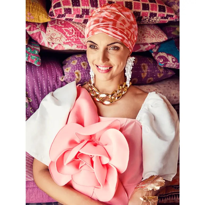 HocSappHire Boho Turbante 4026 padrão Ikat Orange