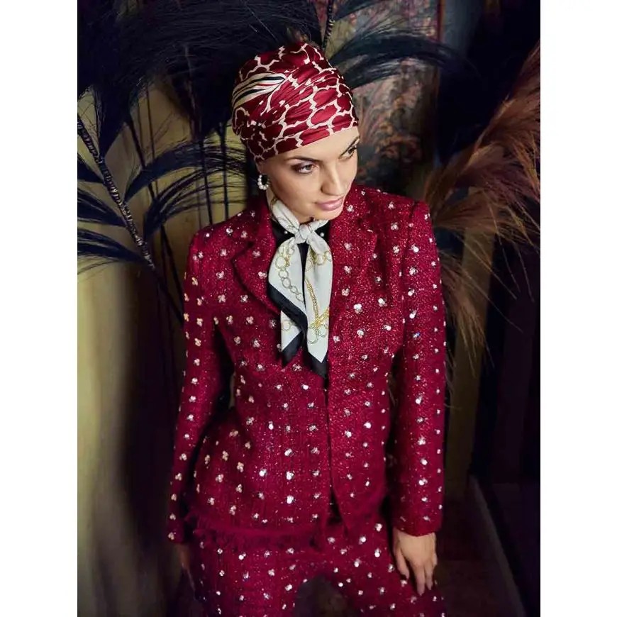 HocSappHire Boho Turbante 4056 padr&atilde;o Moroccan Red