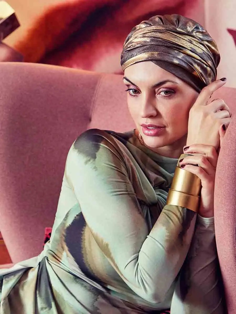 HocSappHire Boho Turbante 4057 padrão Oriental Gold
