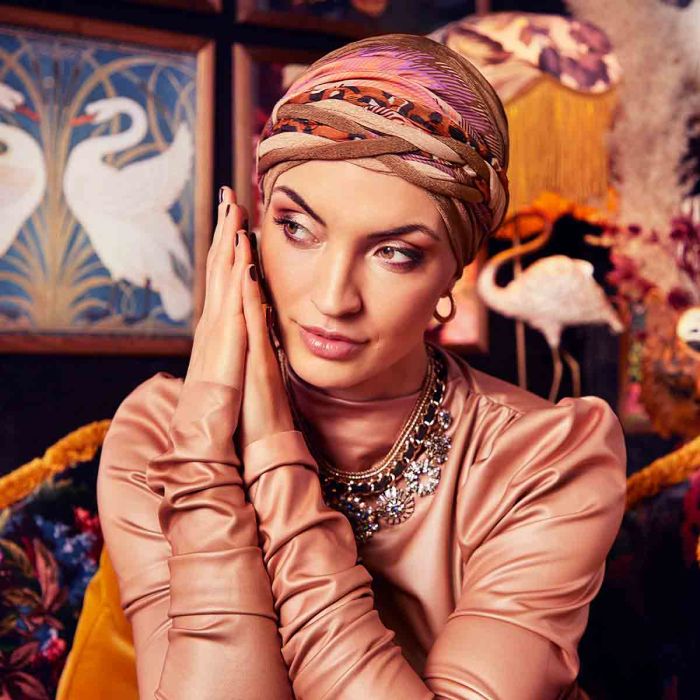 HocScarlett Boho Turban Set 0837 padr&atilde;o Caramel & Bohemian Mix