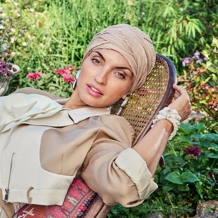 HocShappire Boho Turbante (Knitted Structure) 4105 padr&atilde;o Sweet Caramel